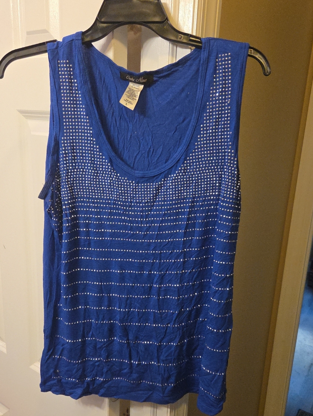 Royal Blue Scoop Neck Bling Tank EUC